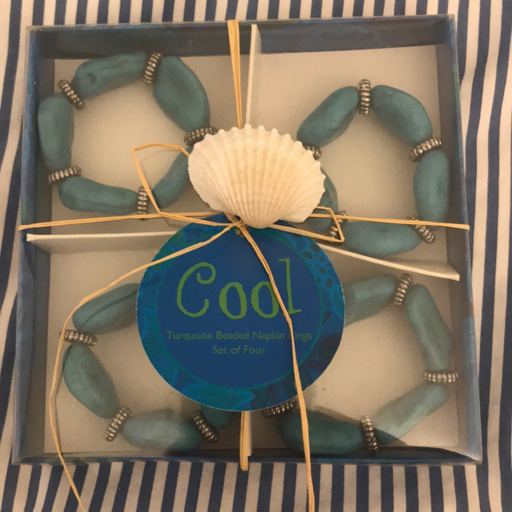 Turquoise beaded napkin rings
